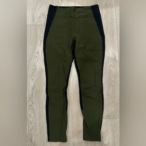 Athleta Highline Hybrid Ankle Tight, Olive and Black Active Leggings - EUC